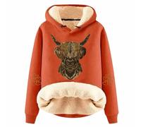 Générique Sweat Polaire Femme à Capuche Épaisse avec Imprimé Vache Highland Mignon Hoodie Femme Confortable et Thermique avec Cordon Sweatshirts Décontractées Sweats Grande Taille pour Hiver