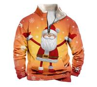 Générique Sweat Polaire Homme Sweat-Shirt Polaire Demi-Zip pour Un Sweat-Shirt Ras du Cou élégant et Confortable,Parfait pour Les fêtes d'hiver et de Fin d'année(Orange,XXL)