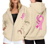 Générique Sweat Rose Femme Zippé Oversize Gilet Polaire Sweatshirts Décoration Octobre Pull Pale Personnalisable Long sans Manche Capuche Hiver Chaud Bannière À