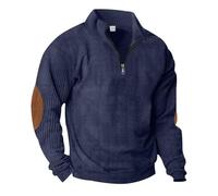 Générique Sweat sans Capuche Demi-Fermeture Homme Automne Hiver Ajustée Chaud Loisirs Simplicité Col Debout Manches Longues Sweatshirt Velours Côtelé Vintage Quotidien Sweat
