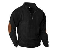 Générique Sweat sans Capuche Demi-Fermeture Homme Automne Hiver Ajustée Chaud Loisirs Simplicité Col Debout Manches Longues Sweatshirt Velours Côtelé Vintage Quotidien Sweat