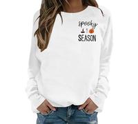 Générique Sweat sans Capuche Femme Halloween Style Confortable Impression Spooky Season Manches Longues Col Rond Sweat Confortable Idéal Soirée Halloween Vêtement Mode Femme