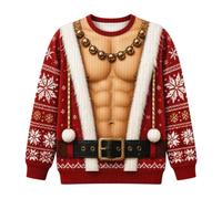 Générique Sweat sans Capuche Homme Grand Taille Pull Noel Homme | Manches Longues Motif Imprimés Moche Rigolo Pullover Famille Chaud pour Travail Exterieur