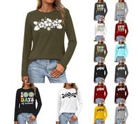 Générique Sweat sans Capuche pour Femme Décontracté Imprimé Floral à Manches Longues avec Col Rond T-Shirt a la Mode Tees Automne Hiver