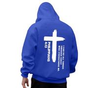 Générique Sweat-Shirt à Capuche décontracté à Manches Longues pour Homme, imprimé Dieu, Confortable Quotidien Sweats Capuche pour Hommes Zippés vers Haut (Blue, M)