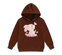 Générique Sweat-Shirt À Capuche Fille Automne Et Hiver 2-13 Ans Sweat Enfant La Mode Décontracté Mignon Imprimé Lapin Hauts À Manches Longues Ample Confortable Campus (Brown, 10-11 Ans)
