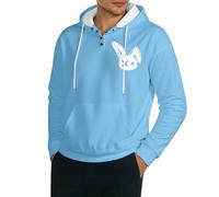 Générique Sweat-Shirt à Capuche imprimé à col Ouvert et boutonné pour Homme, Automne et Hiver Sweatshirt Homme Entretien simplifié - Conservation après lavages (Sky Blue, M)