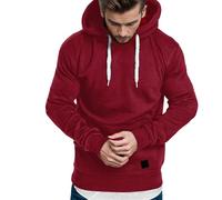 Générique Sweat-Shirt à Capuche Pull Standard Décontracté Unie Manches Longues Poche Avant Tissu Doux Respirant Parfait Activités Sportives Course Gymnastique Domicile Vêtement Masculin (b-Red, XL)