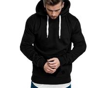 Générique Sweat-Shirt à Capuche Pull Standard Décontracté Unie Manches Longues Poche Avant Tissu Doux Respirant Parfait Activités Sportives Course Gymnastique Domicile Vêtement Masculin (b-Black, S)