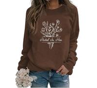 Générique Sweat-Shirt à Fleurs Mignonnes pour Femmes, Chemises de Foi chrétienne, Chemises à Manches Longues, col Rond, Pulls légers, Hauts décontractés et Amples