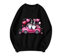 Générique Sweat-Shirt à imprimé cœur pour la Saint-Valentin3132,Pull Femme,Sweat-Shirts à col Ras du Cou décontracté pour Homme et Femmes pour la Saint-Valentin (Black,L)