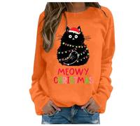 Générique Sweat-Shirt à imprimé de Noël 2025 pour Femme avec col Rond, Pull Assorti, Chemises d'entraînement décontractées à Manches Longues, Chemisier Ample, Sweat à Capuche de Noël pour Femme