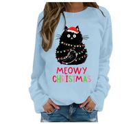 Générique Sweat-Shirt à imprimé de Noël 2025 pour Femme avec col Rond, Pull Assorti, Chemises d'entraînement décontractées à Manches Longues, Chemisier Ample, Sweat à Capuche de Noël pour Femme