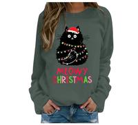 Générique Sweat-Shirt à imprimé de Noël 2025 pour Femme avec col Rond, Pull Assorti, Chemises d'entraînement décontractées à Manches Longues, Chemisier Ample, Sweat à Capuche de Noël pour Femme