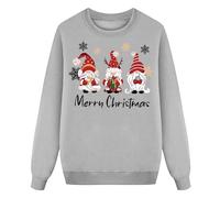 Générique Sweat-Shirt Basique Fille à col Rond avec Un Joli Motif de Père Noël et des Lettres pour Un Style Tendance et Confortable Parfait pour l'école ou Les Loisirs (Grey, 5-6 Years)