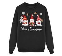 Générique Sweat-Shirt Basique Fille à col Rond avec Un Joli Motif de Père Noël et des Lettres pour Un Style Tendance et Confortable Parfait pour l'école ou Les Loisirs (Black, 7-8 Years)