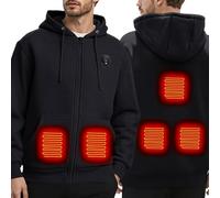 Générique Sweat-Shirt Chauffant pour Homme avec éclairage LED intégré Technologie de Chaleur avancée Doublure Polaire Hiver Confort extérieur Loisirs (Black, XXL)
