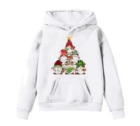 Générique Sweat-Shirt de Noël Fille avec Design Gnomes Mignon Cadeau Festif pour Enfant Idée Présent Fêtes Hiver Confortable (White, 7-8 Years)