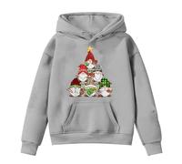 Générique Sweat-Shirt de Noël Fille avec Design Gnomes Mignon Cadeau Festif pour Enfant Idée Présent Fêtes Hiver Confortable (Grey, 5-6 Years)