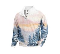 Générique Sweat-Shirt de Noël pour Homme à col Henri et Boutons, Manches Longues, imprimé Festif - Idéal pour fêtes (FR/ES, Alpha/Lettres, 4TG, Taille Normale, Taille Normale, model10)