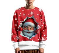 Générique Sweat-Shirt De Noël pour Homme Pull Imprimé Noel Femme Renne Bonhomme Neige Sweat À Capuche Moche Manches Longues Chemises Hommes Sweatshirt