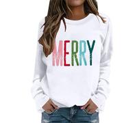 Générique Sweat-Shirt décontracté à col Rond, Manches Longues, Coupe Ample et Douce, idéal au Quotidien pour Les fêtes de Fin d'année et Les Tenues Confortables d'automne et d'hiver. (White, XL)