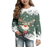 Générique Sweat Shirt Femme Christmas Printing Deer Head Manches Longues Sweatshirt Casual Blouse Pullover Top