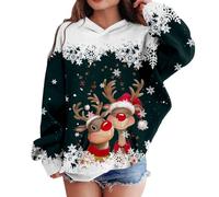 Générique Sweat Shirt Femme Christmas Printing Deer Head Manches Longues Sweatshirt Casual Blouse Pullover Top