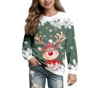 Générique Sweat Shirt Femme Christmas Printing Deer Head Manches Longues Sweatshirt Casual Blouse Pullover Top