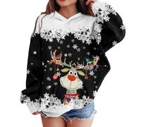 Générique Sweat Shirt Femme Christmas Printing Deer Head Manches Longues Sweatshirt Casual Blouse Pullover Top