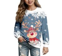 Générique Sweat Shirt Femme Christmas Printing Deer Head Manches Longues Sweatshirt Casual Blouse Pullover Top
