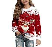 Générique Sweat Shirt Femme Christmas Printing Deer Head Manches Longues Sweatshirt Casual Blouse Pullover Top