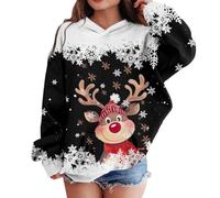 Générique Sweat Shirt Femme Christmas Printing Deer Head Manches Longues Sweatshirt Casual Blouse Pullover Top