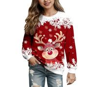 Générique Sweat Shirt Femme Christmas Printing Deer Head Manches Longues Sweatshirt Casual Blouse Pullover Top