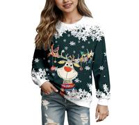 Générique Sweat Shirt Femme Christmas Printing Deer Head Manches Longues Sweatshirt Casual Blouse Pullover Top