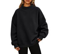 Générique Sweat-Shirt Femme col monté léger décontracté Manches Longues Coupe Droite Pull Over sans Capuche Style Polyvalent pour Tenue Quotidienne idéal mi-Saison Tissu Doux Respirant Couleurs Unies