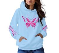 Générique Sweat-Shirt Femme Confortable à Capuche Design décontracté col Rond Motif Tendance Parfait Automne Hiver complète Jeans Style Basique idéal Usage Quotidien (Sky Blue, XXL)