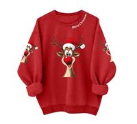 Générique Sweat-Shirt Garçon Col du Cou avec Imprimé Joyeux Noël pour Enfants de 3 à 10 Ans Idéal pour Tous Les Jours et Occasions Festives (Red, 6-7 Years)