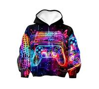 Générique Sweat-Shirt garçons avec Impressions Poches et Veste Streetwear Vintage Quotidien Pull à Capuche Mode Adolescent Coupe Ample Sweat-Shirt en Polaire pour Enfants