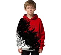Générique Sweat-Shirt garçons avec Impressions Poches et Veste Streetwear Vintage Quotidien Pull à Capuche Mode Adolescent Coupe Ample Sweat-Shirt en Polaire pour Enfants