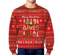 Générique Sweat Shirt Homme - Sweat sans Capuche Homme Mens Christmas Funny Dirty Secret Casual Loose Crew Neck Sweat à Capuche (Red L)