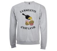 Générique Sweat-Shirt La Raclette C’est La Vie Unisexe - Humour Fromage - Gris Chiné - Idée Cadeau Soirée Taille M