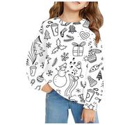 Générique Sweat-Shirt Manches Longues FunDIY Doodle Créatif pour Filles Enfants Vêtements Confortables et Ludiques (Black, 10-11 Years)