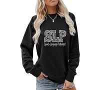 Générique Sweat-Shirt pour orthophoniste drôle léopard imprimé SLP Chemise Cadeau Femme décontracté col Rond Pull Tops