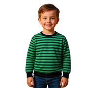 Générique Sweat-Shirt rayé à Manches Longues et col Rond pour Enfants, garçons et Filles, Pull décontracté, Confortable et Doux (Green, 4-5 Years)