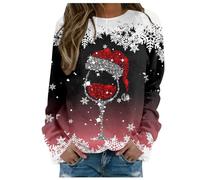 Générique Sweat Shirt sans Capuche Femme Pull Polaire Femme Hiver Chaud Chic Flocage Velours Look Chic Et Confortable Sweat Shirt De Noël pour Soirée Festive Tenue Vacances Confort