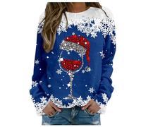Générique Sweat Shirt sans Capuche Femme Pull Polaire Femme Hiver Chaud Chic Flocage Velours Look Chic Et Confortable Sweat Shirt De Noël pour Soirée Festive Tenue Vacances Confort