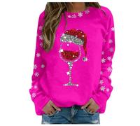 Générique Sweat Shirt sans Capuche Femme Pull Polaire Femme Hiver Chaud Chic Flocage Velours Look Chic Et Confortable Sweat Shirt De Noël pour Soirée Festive Tenue Vacances Confort