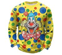 Générique Sweat-Shirt sans Capuche Homme T-Shirt À Manches Longues pour Homme Imprimé De Clown Style Rétro Médiéval Costume A Paillette Déguisement Disco Style Hippie Décontracté