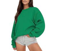 Générique Sweat-Shirt sans Capuche pour Femme,Manches Longues,Couleur Unie,Col Rond,Style DéContracté,IdéAl pour Les Tenues De Tous Les Jours,Parfait Un Look éLéGant Tout Au Long De L'AnnéE(Green, L)